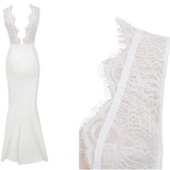 RARE HOUSE OF CB 'Balere' White Bandage and Lace Maxi Dress NWOT - Picture 9 of 14